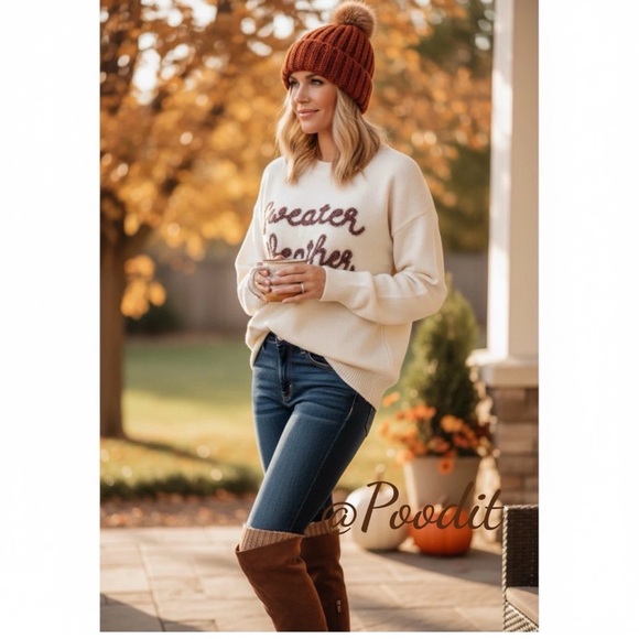 Baevely Sweaters - BAEVELY foil tinsel lettering sweater weather sweater S M L